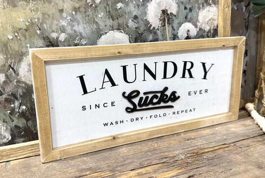 Laundry sucks mini framed canvas sign