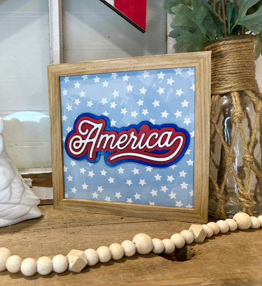 America patriotic mini sign