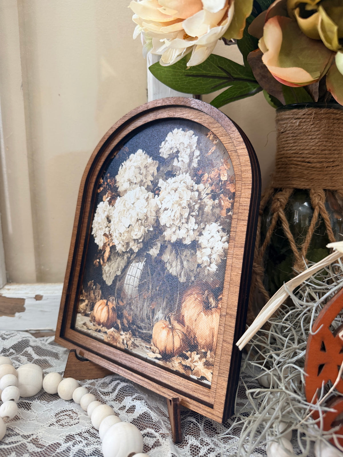 Wooden Arch Framed Autumn Canvas Home Accent