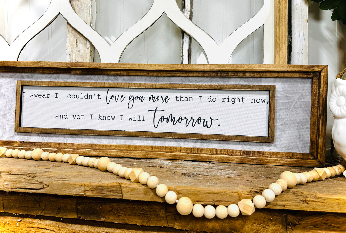 Love inspired wood framed canvas sign