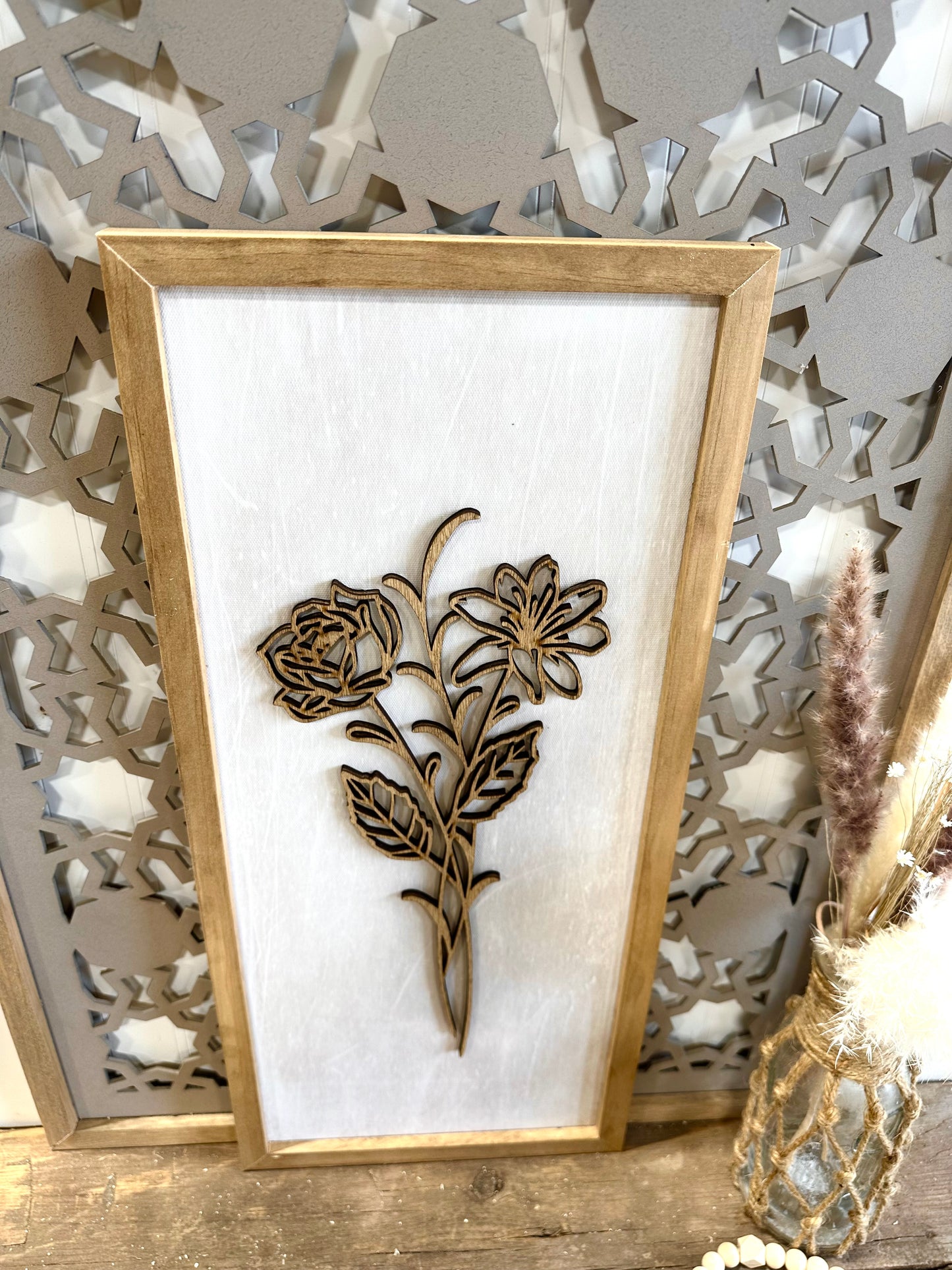 3D wooden floral wall art