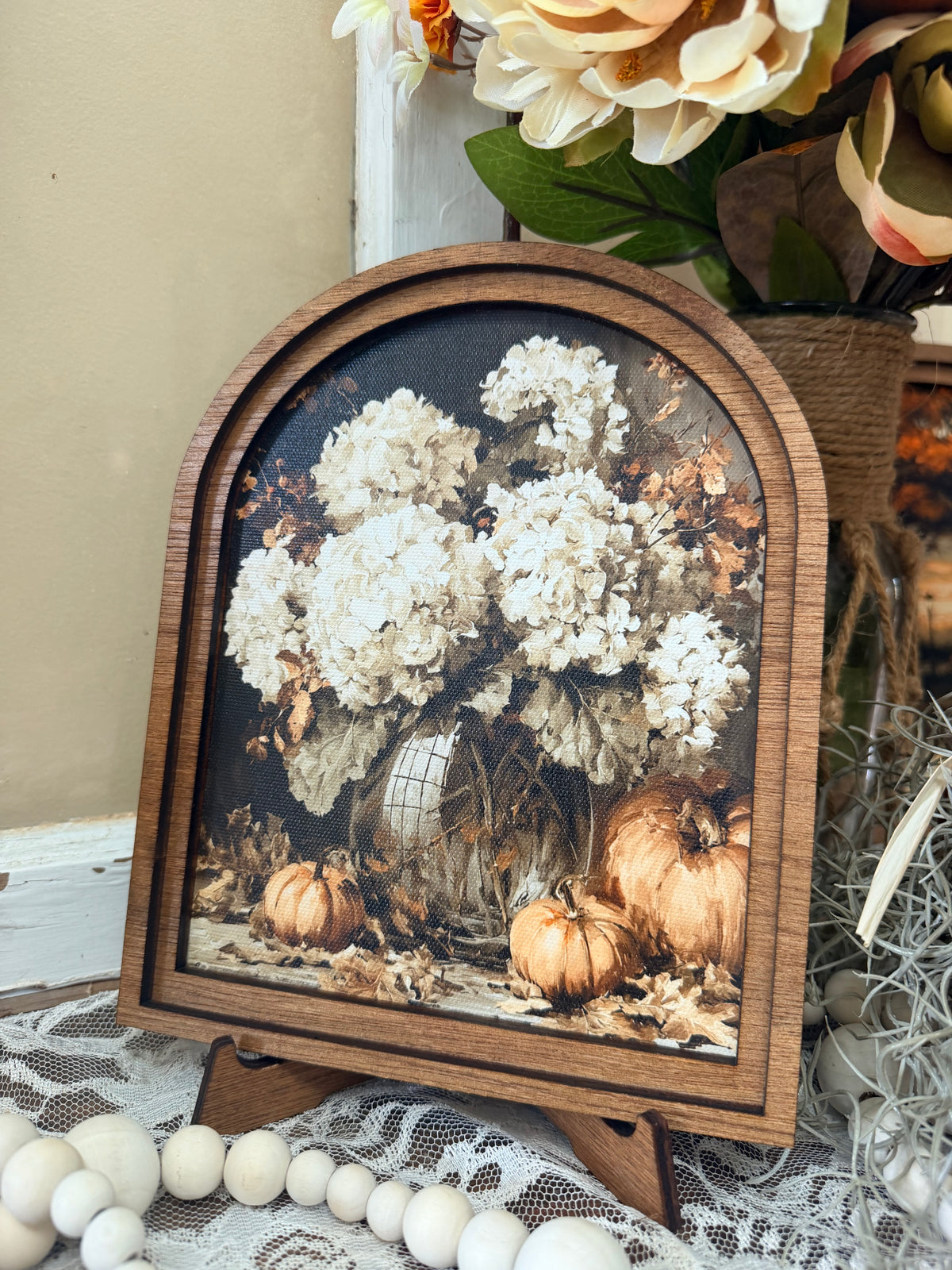 Wooden Arch Framed Autumn Canvas Home Accent