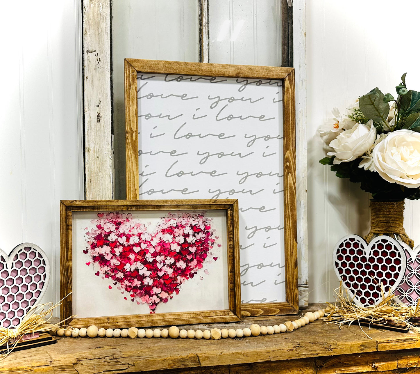 I love you Valentines Day inspired wood framed Canvas print