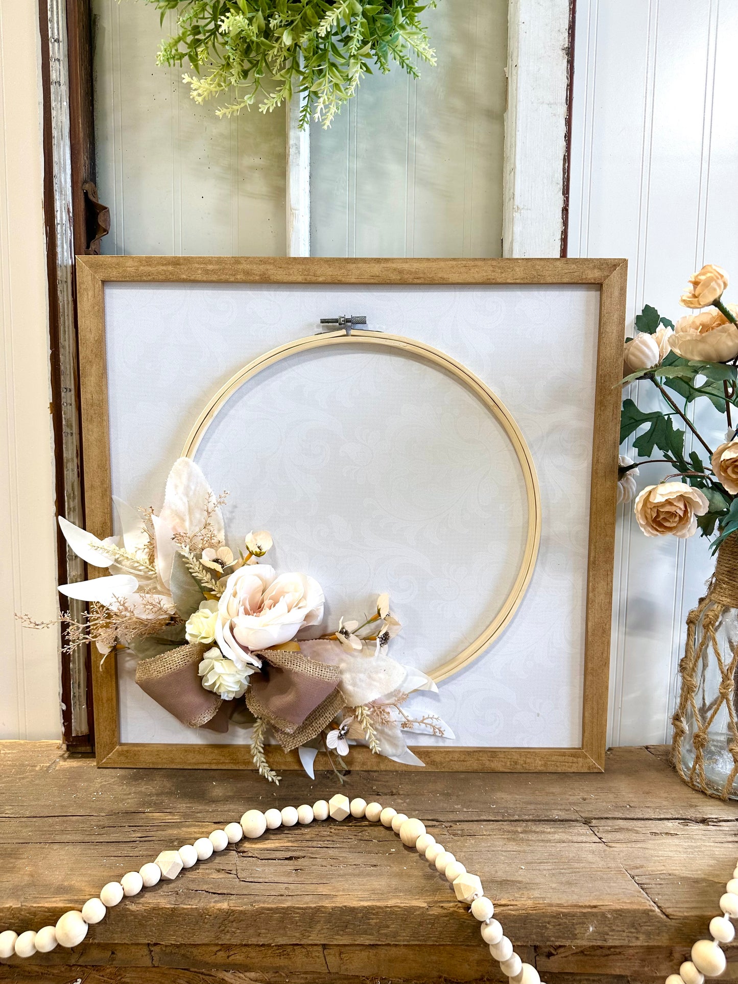 Floral hoop boho wall decor