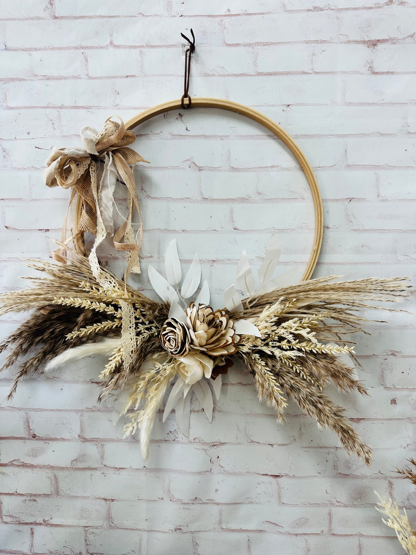 Boho wooden hoop wreath