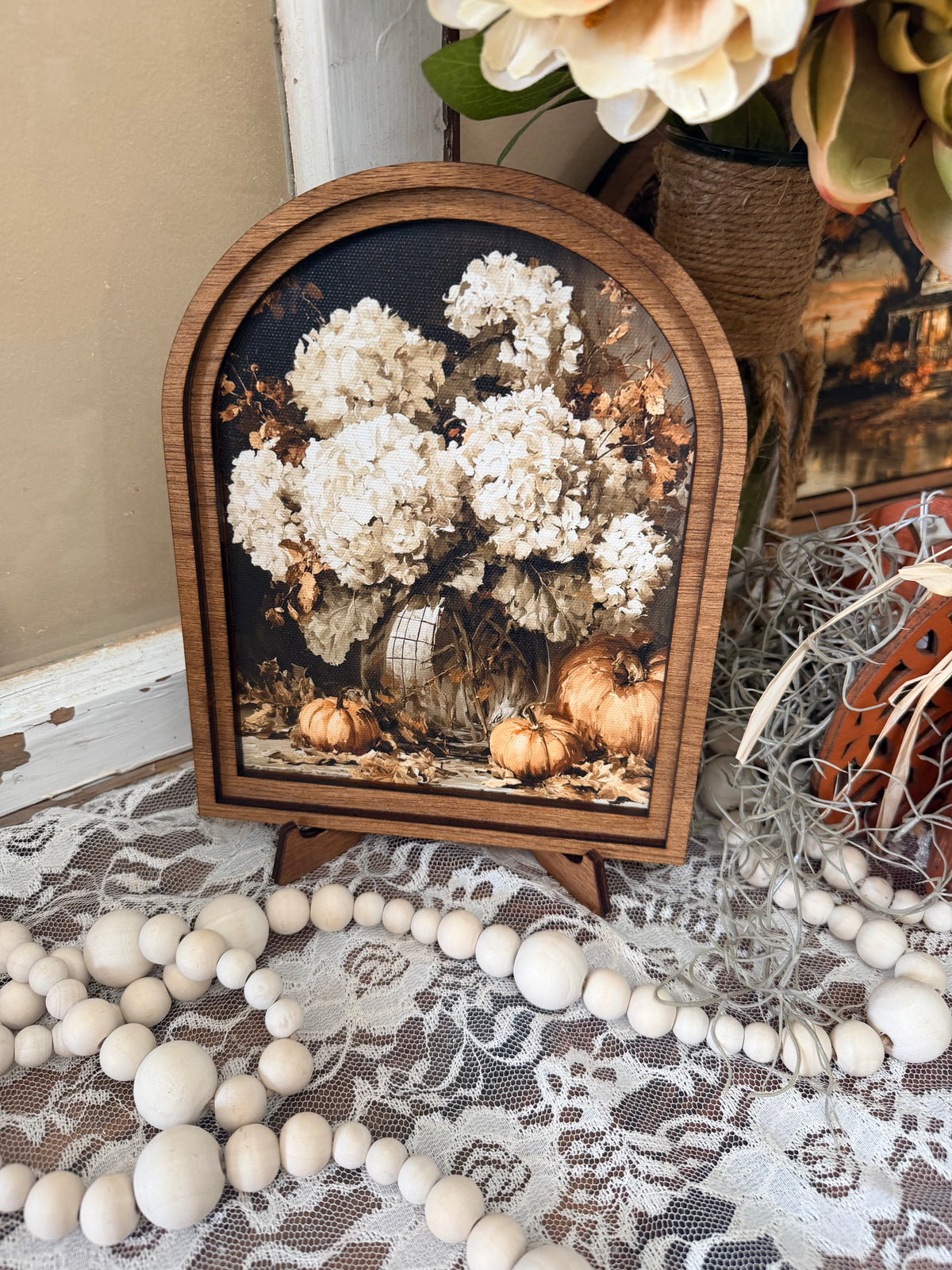 Wooden Arch Framed Autumn Canvas Home Accent