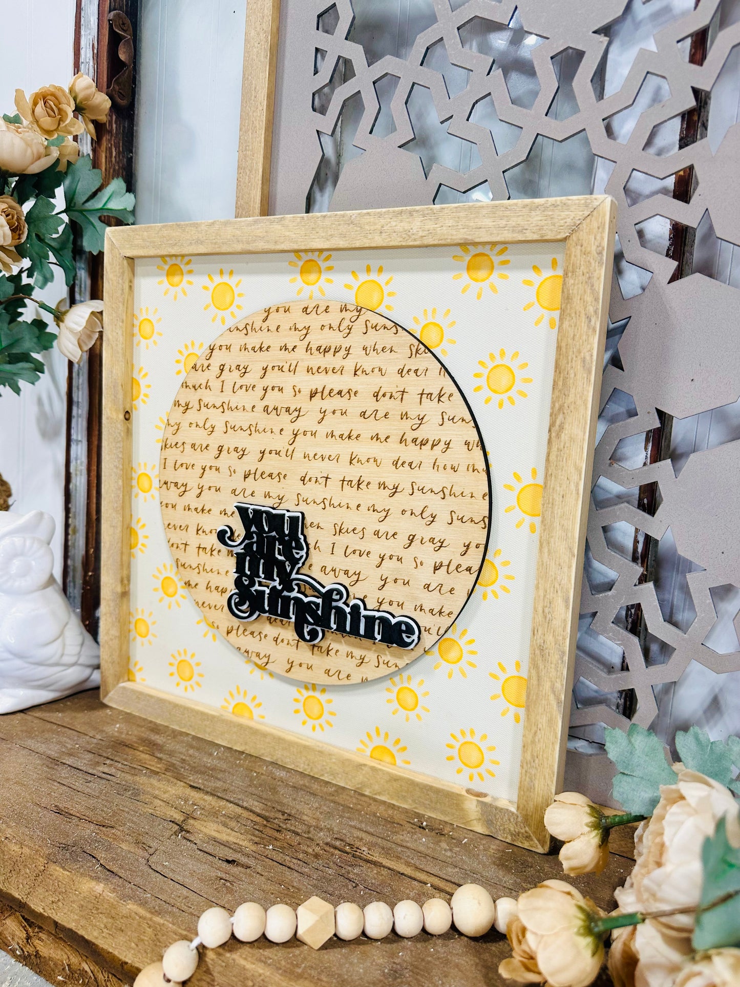 You are my sunshine wood framed canvas sign