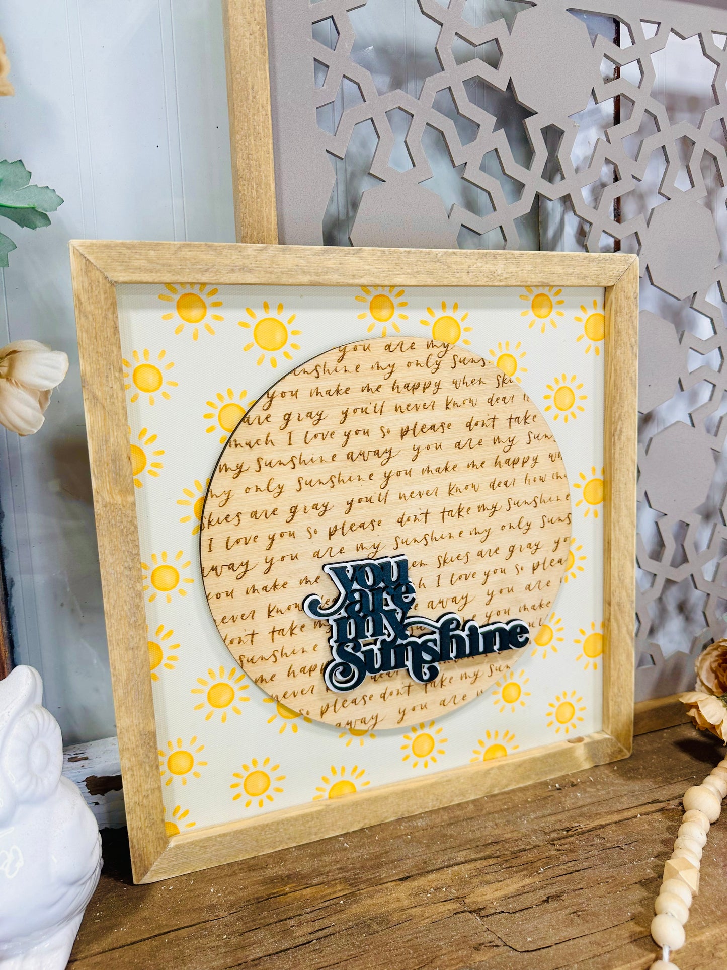 You are my sunshine wood framed canvas sign