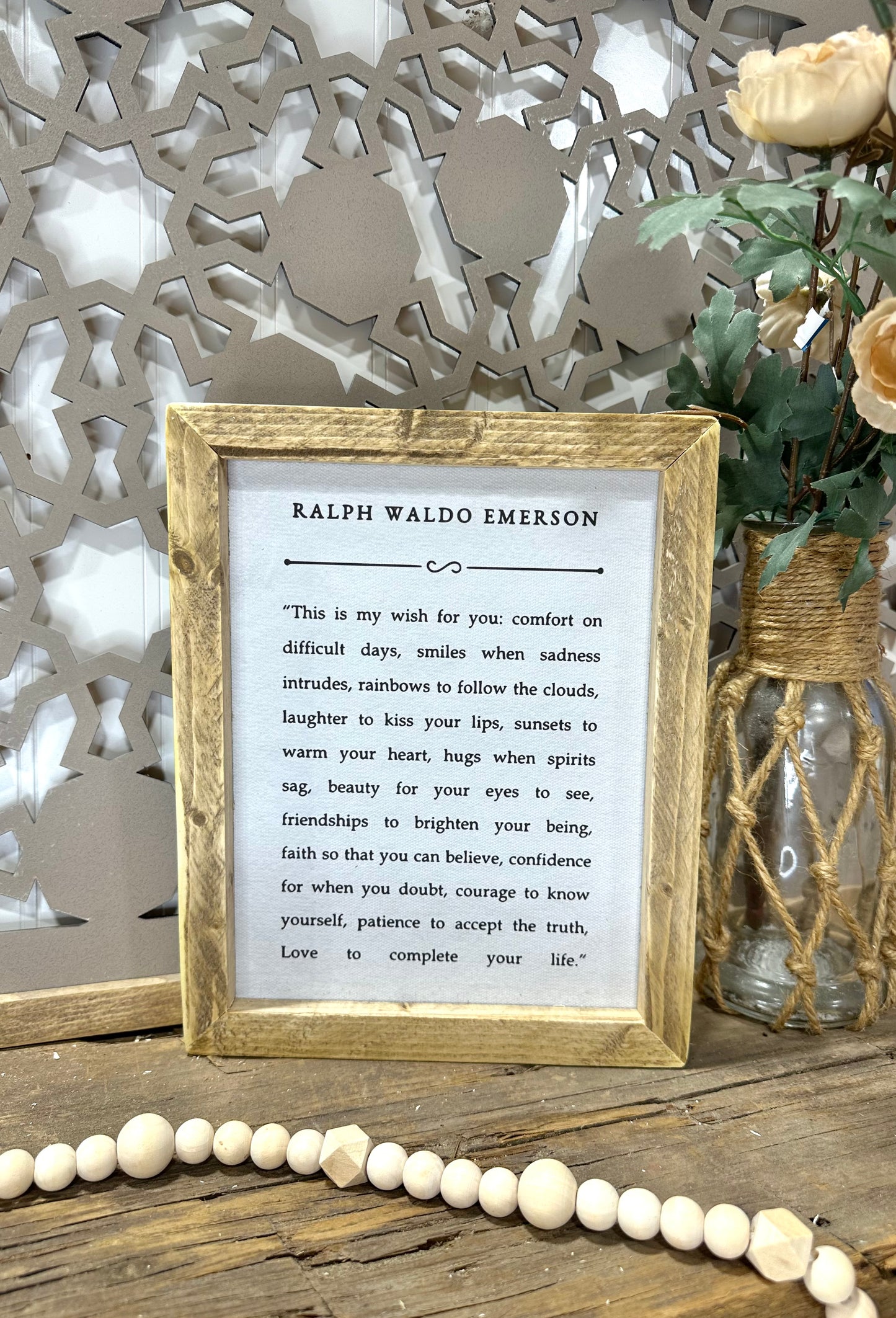 Ralph Waldo Emerson framed canvas sign