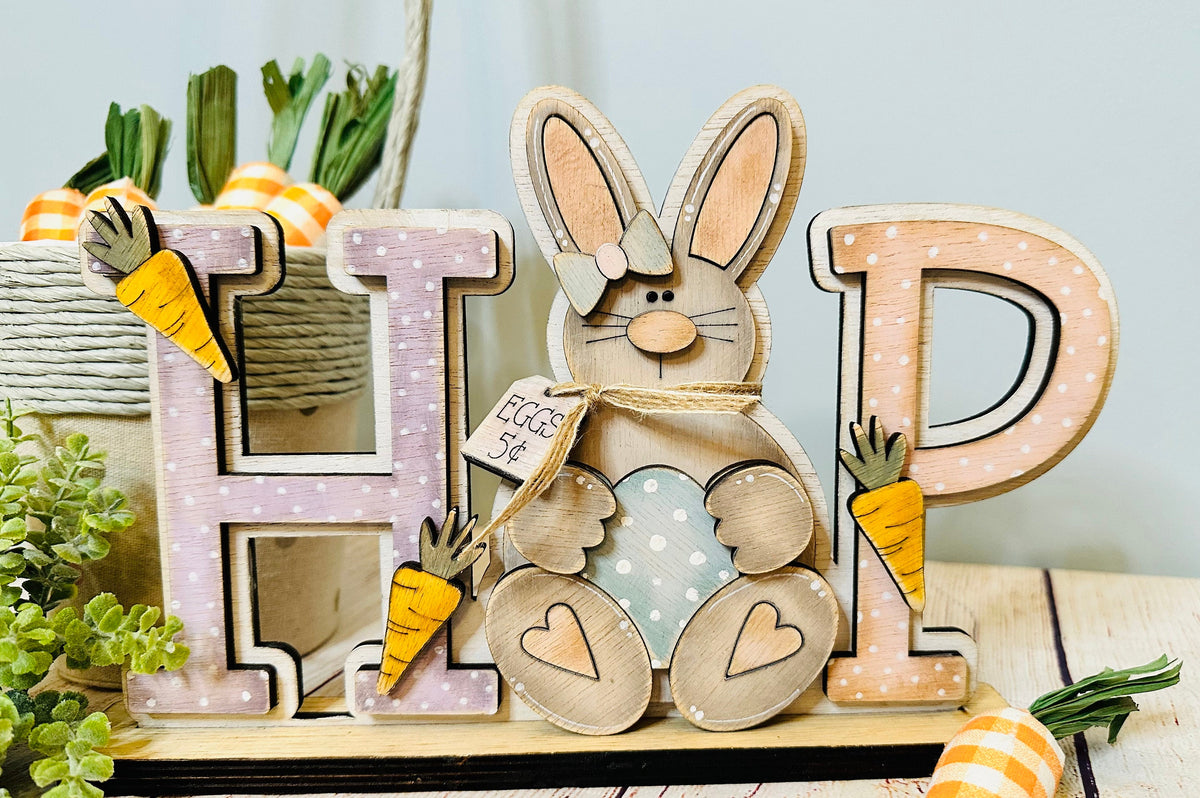 HOP spring bunny mantle decor/spring mantle decor/spring centerpieces