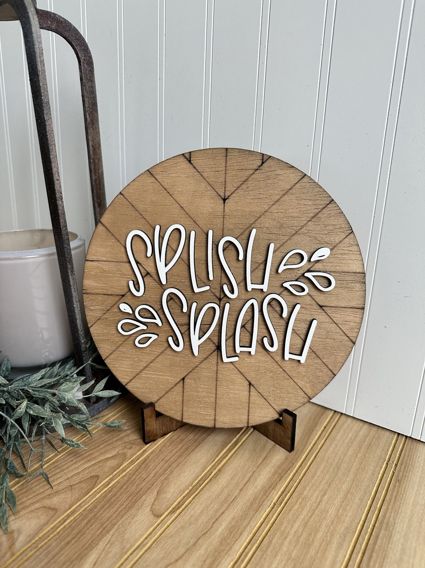 small round bathroom shelf sign splish splash farmhouse mini sign kids bathroom decor