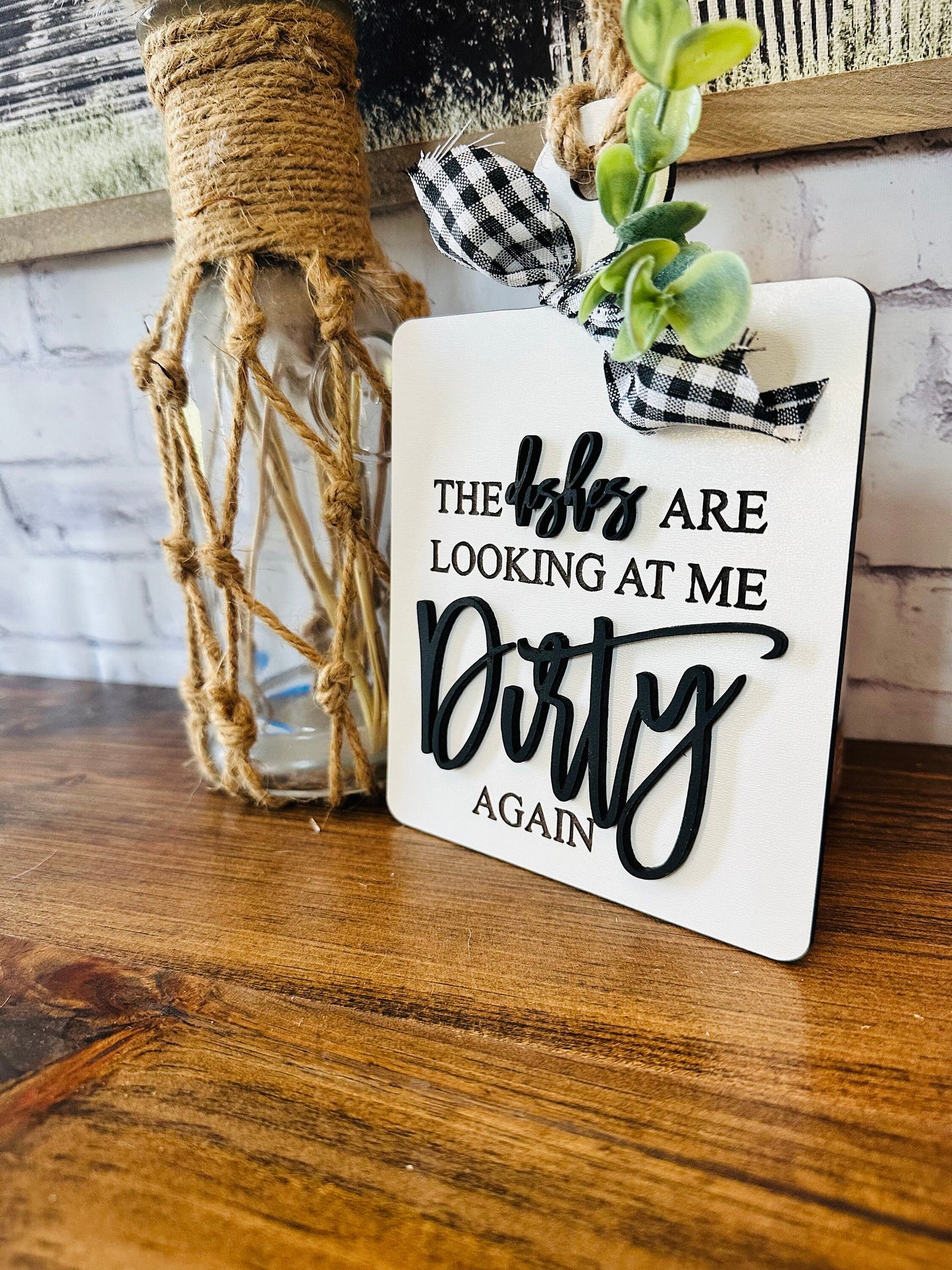 The dishes are looking at me dirty mini faux cutting board tiered tray kitchen decor dishes looking at me dirty kitchen sign