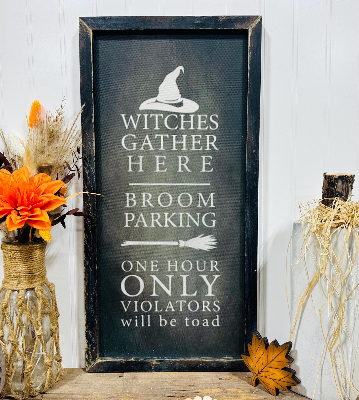 Witches Broom Parking Spooky Halloween sign cute Halloween wall art