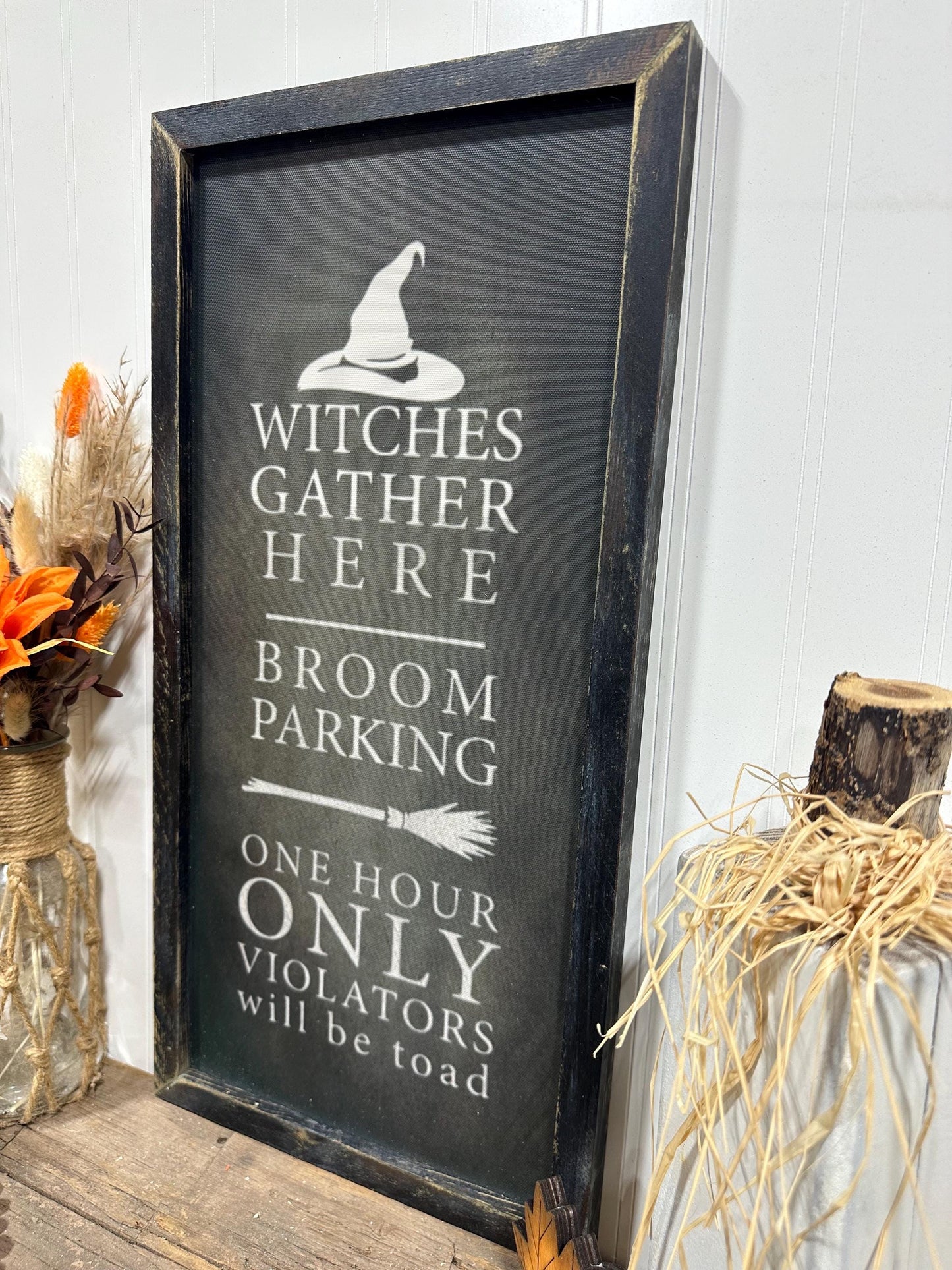 Witches Broom Parking Spooky Halloween sign cute Halloween wall art