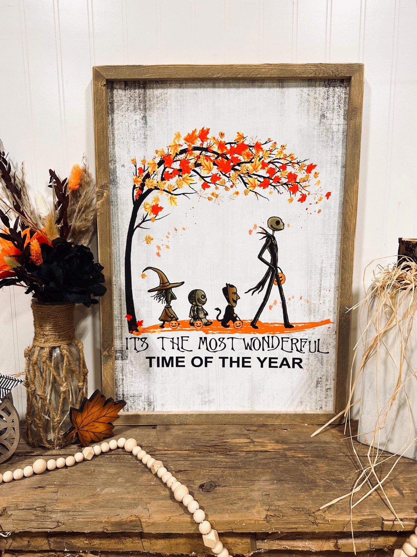 It’s the most wonderful time of the year Halloween wood framed canvas sign