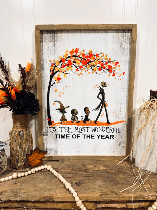 It’s the most wonderful time of the year Halloween wood framed canvas sign