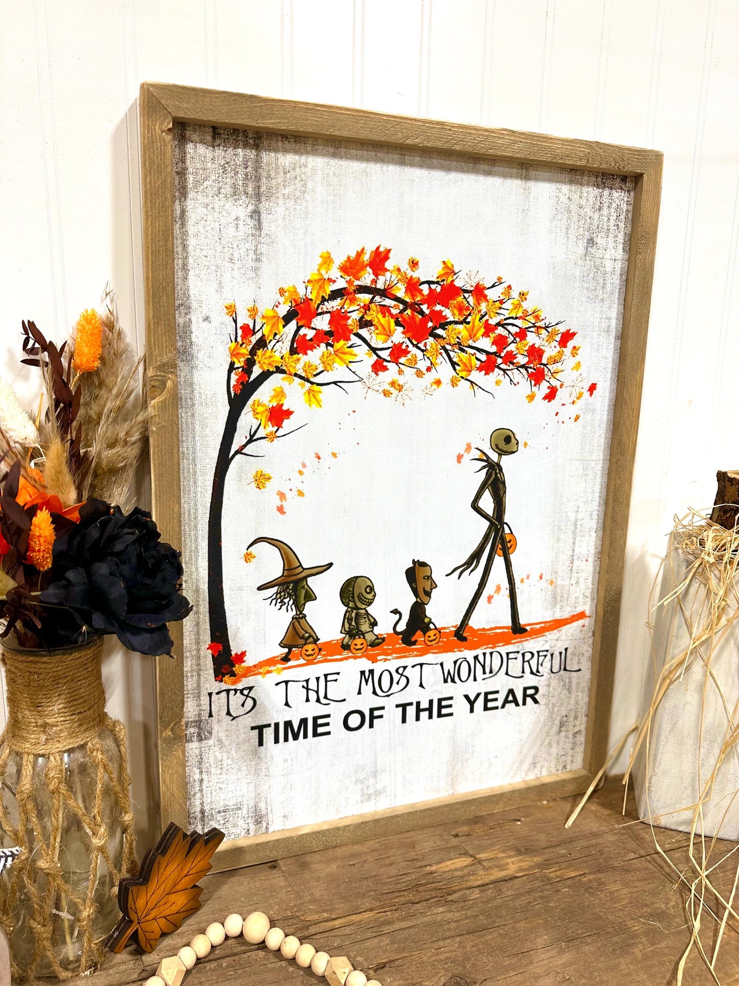 It’s the most wonderful time of the year Halloween wood framed canvas sign