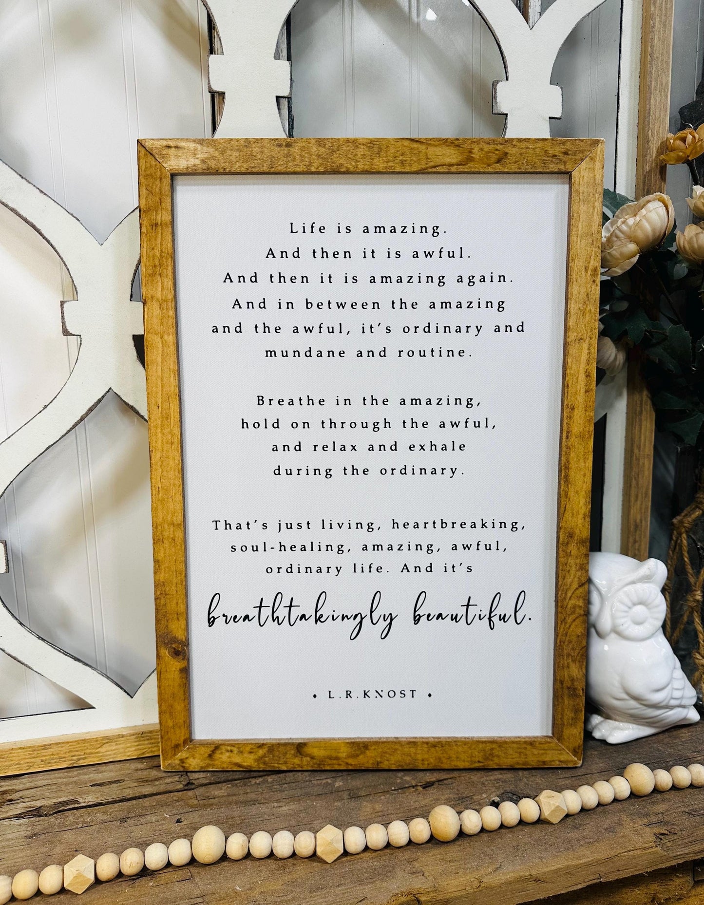 Inspirational L.R. Knost Quote, Framed Canvas Wall Art, Living Room Wall Decor