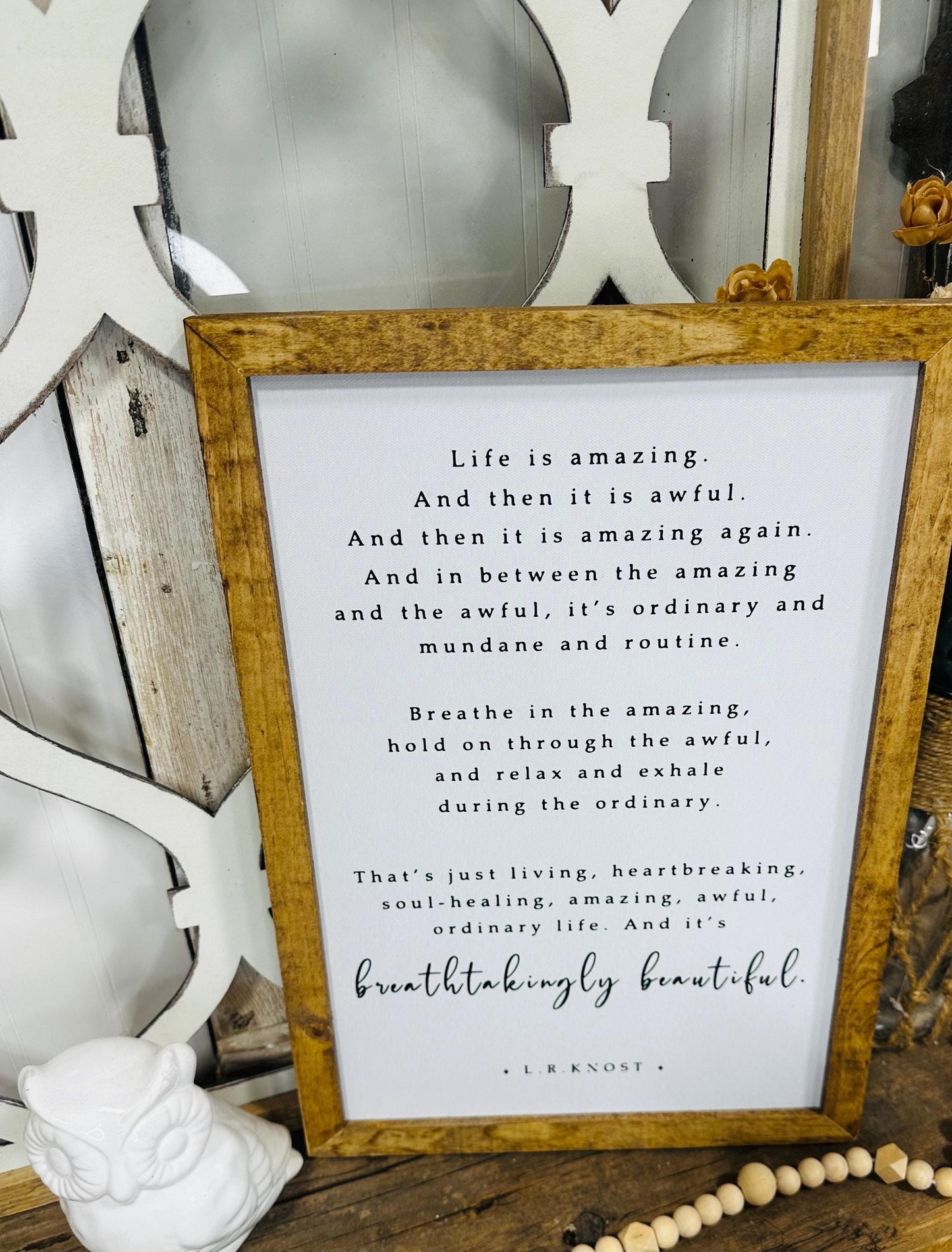 Inspirational L.R. Knost Quote, Framed Canvas Wall Art, Living Room Wall Decor