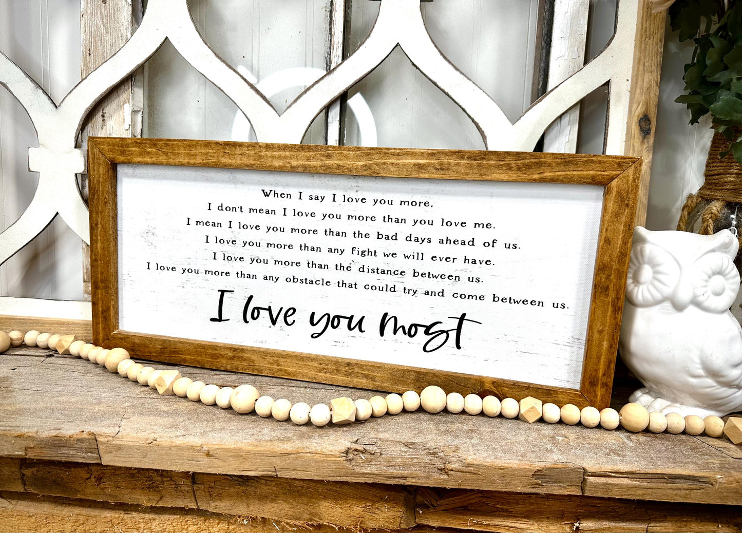 Inspirational Love Quote Framed Canvas Wall Art - Farmhouse Rustic Home Decor- Gift for Couples