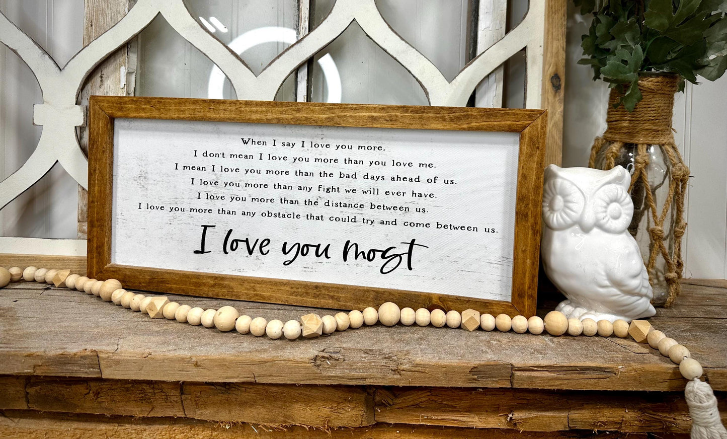 Inspirational Love Quote Framed Canvas Wall Art - Farmhouse Rustic Home Decor- Gift for Couples