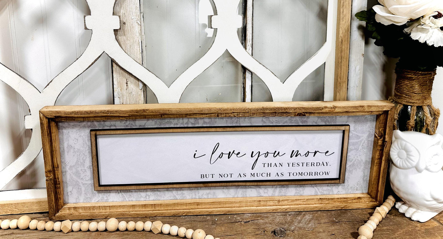 Farmhouse inspired Framed Canvas Art, I love you more framed quote