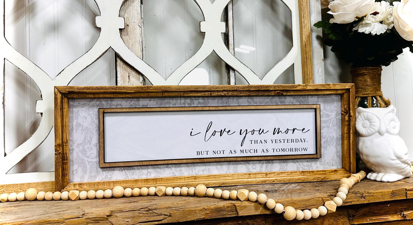 Farmhouse inspired Framed Canvas Art, I love you more framed quote