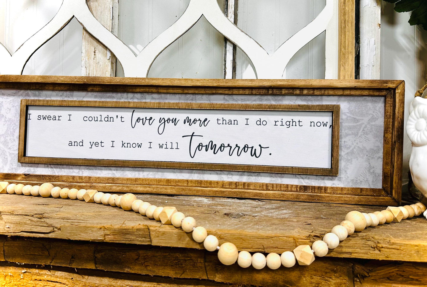 Love Quote Wood Framed Canvas sign, Anniversary Gift for Couples, Valentines day Decor and Gift