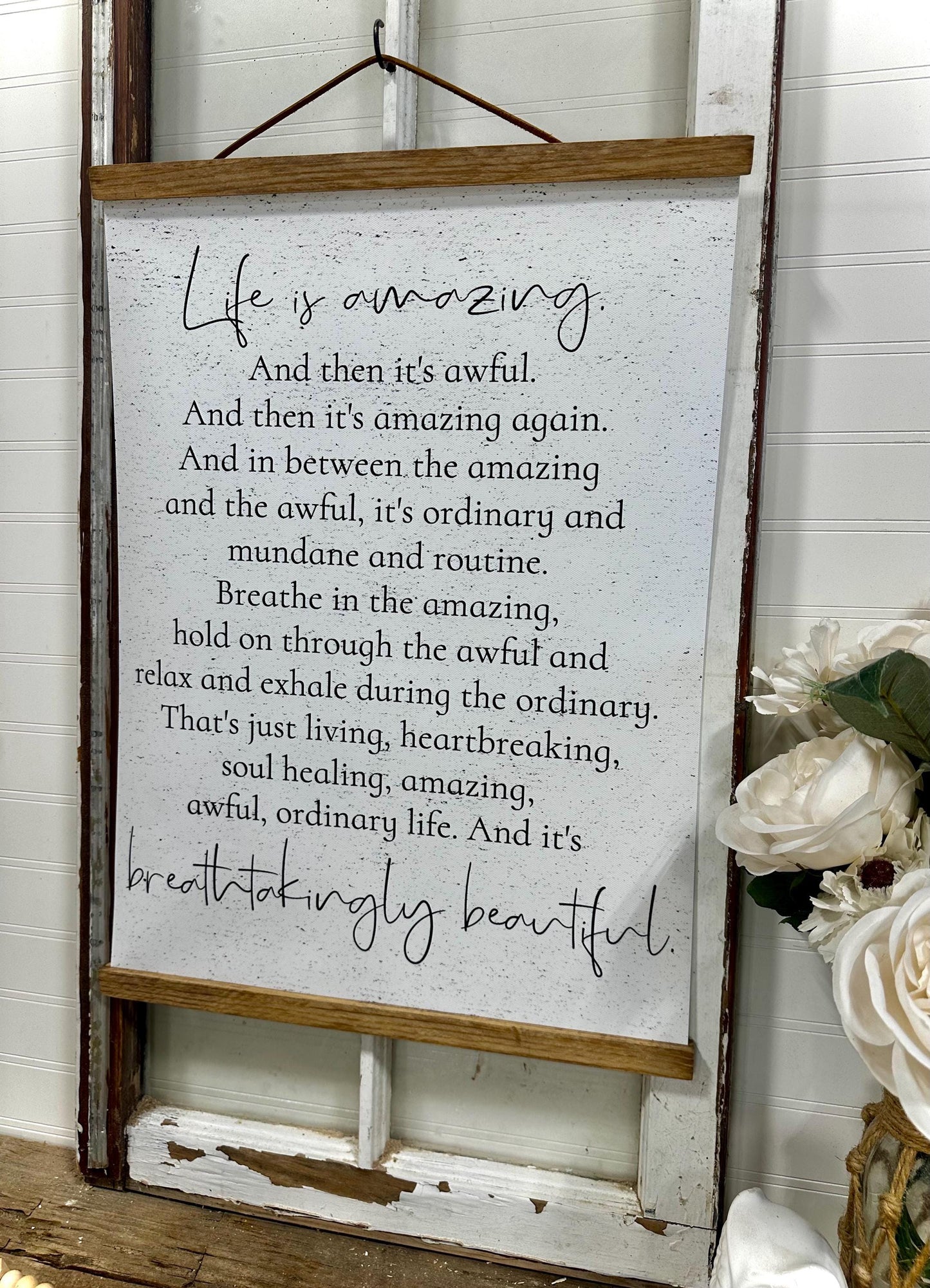 LR Knost Inspiration Quote Wood Framed Canvas Sign — Rustic Wood Framed Wall Decor, Farmhouse Style, Perfect Gift for Home or Office