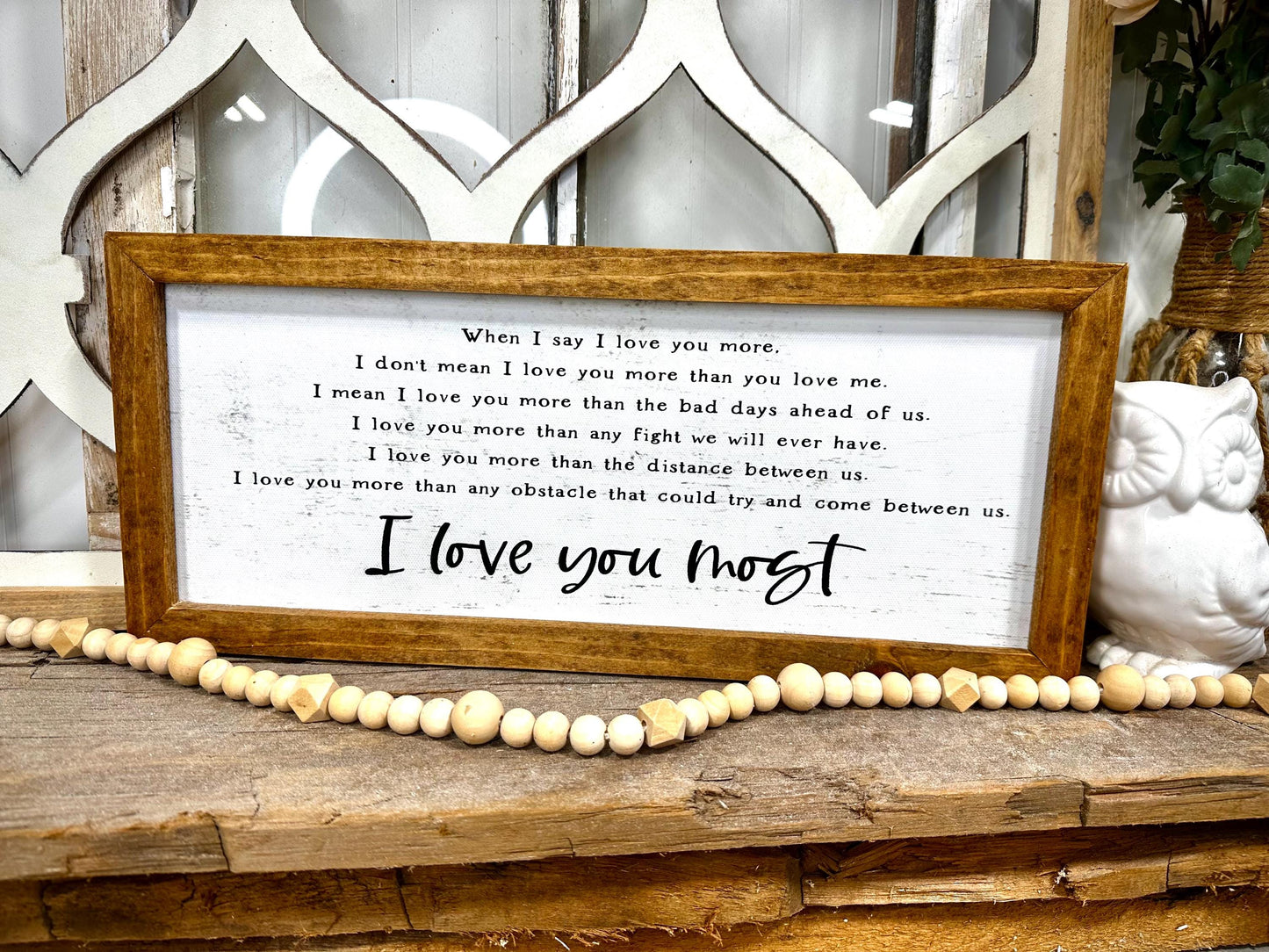 Inspirational Love Quote Framed Canvas Wall Art - Farmhouse Rustic Home Decor- Gift for Couples