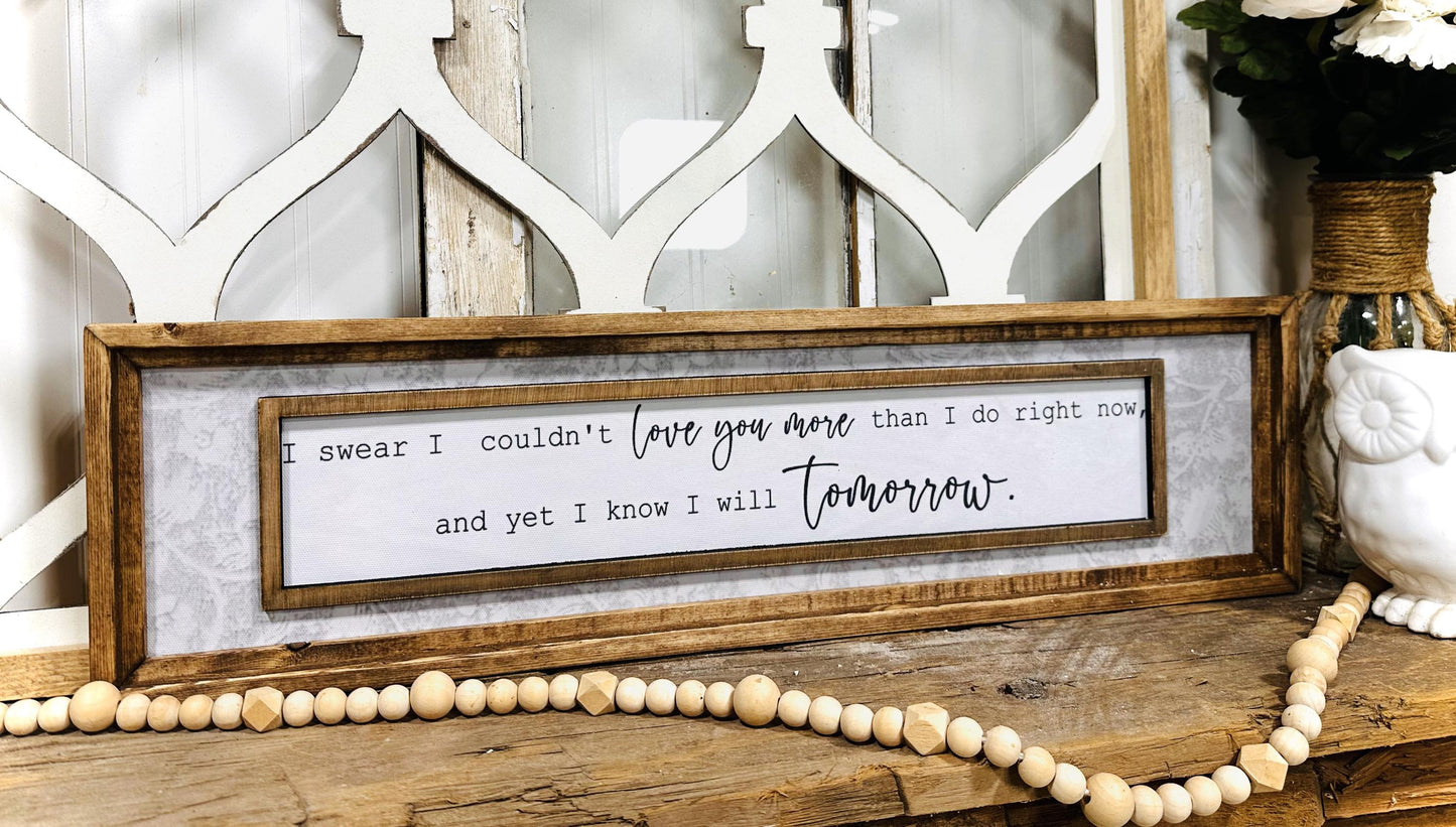 Love Quote Wood Framed Canvas sign, Anniversary Gift for Couples, Valentines day Decor and Gift