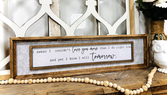 Love Quote Wood Framed Canvas sign, Anniversary Gift for Couples, Valentines day Decor and Gift