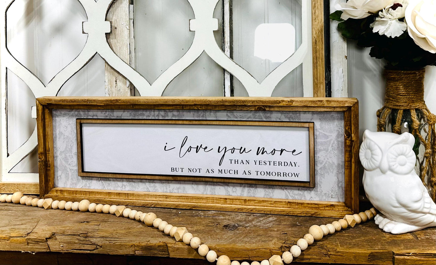 Farmhouse inspired Framed Canvas Art, I love you more framed quote