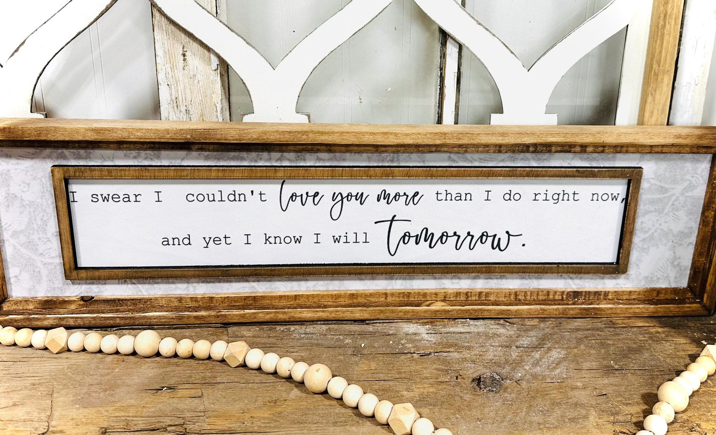 Love Quote Wood Framed Canvas sign, Anniversary Gift for Couples, Valentines day Decor and Gift
