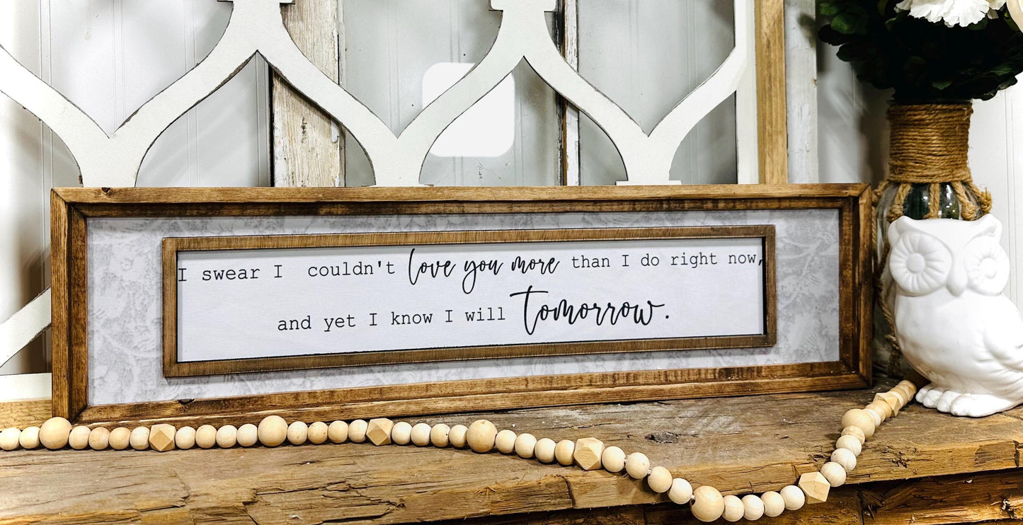Love Quote Wood Framed Canvas sign, Anniversary Gift for Couples, Valentines day Decor and Gift