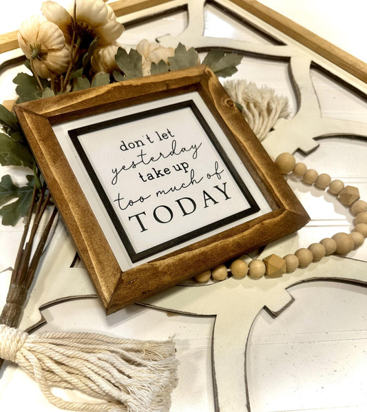 Inspirational Canvas Wall Art | Mini Farmhouse Shelf Decor | Wood Framed Sign | Rustic Home Decor | Motivational Quote Art