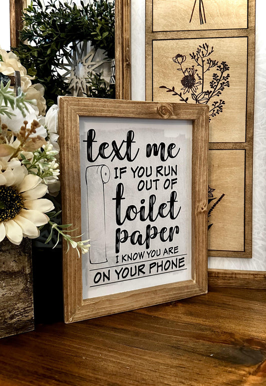 Funny Farmhouse Bathroom Sign - Text Me Toilet Paper Canvas Art