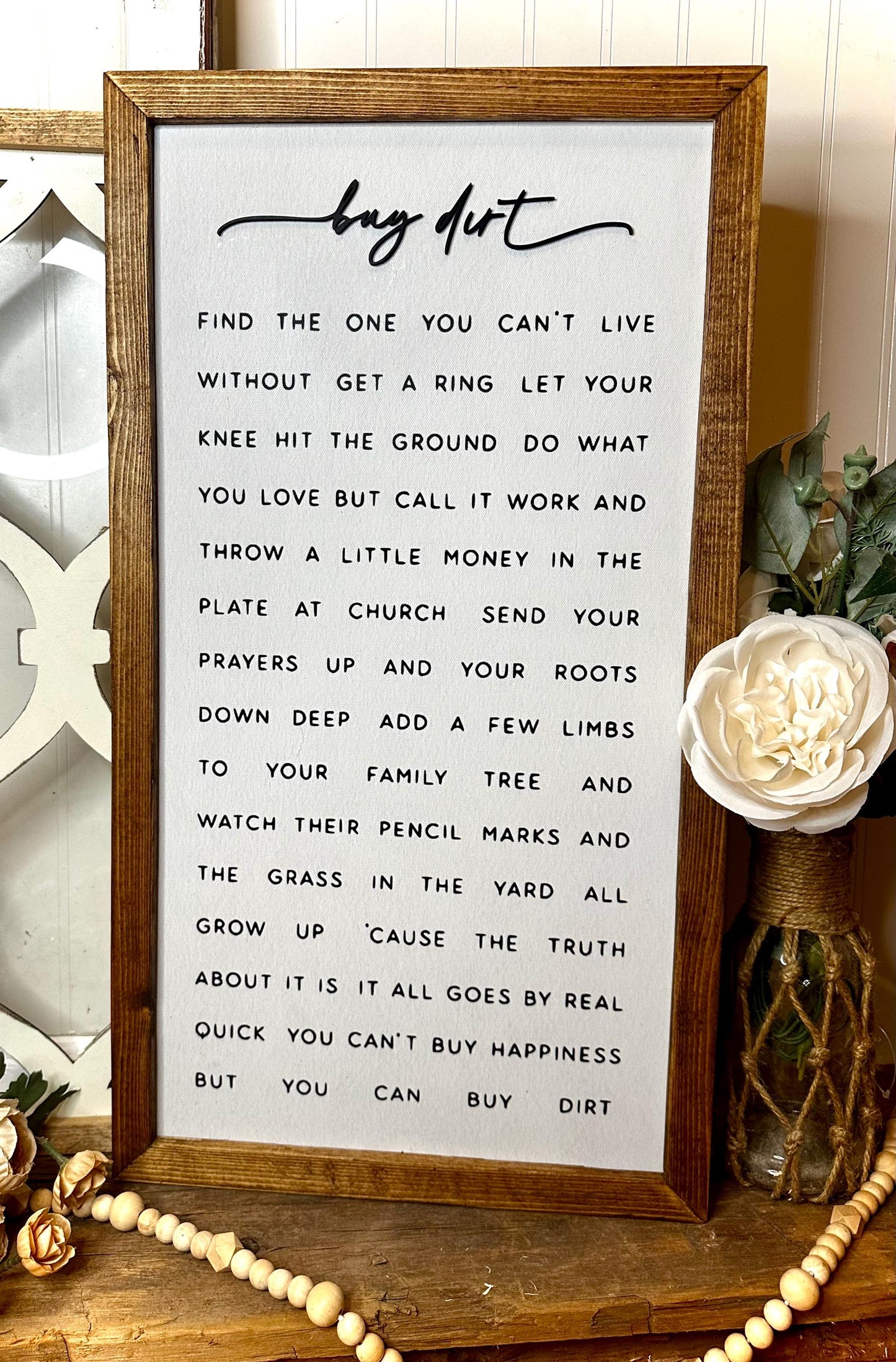 Buy Dirt Farmhouse Canvas Wall Art for Rustic Living Room Decor - Farmed Style Home Decoration