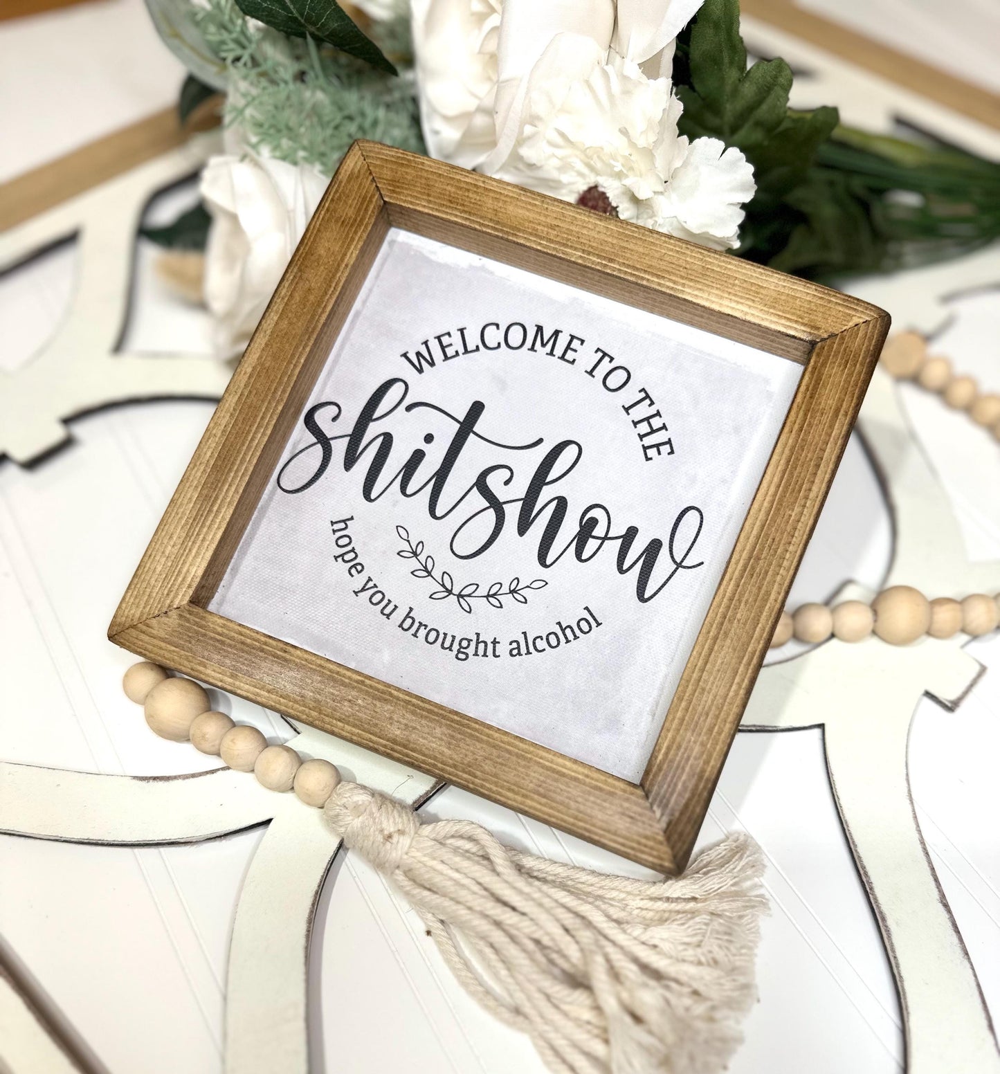 Welcome to the Shitshow Mini Canvas Sign, Funny Framed Home Decor, Humorous Housewarming Gift