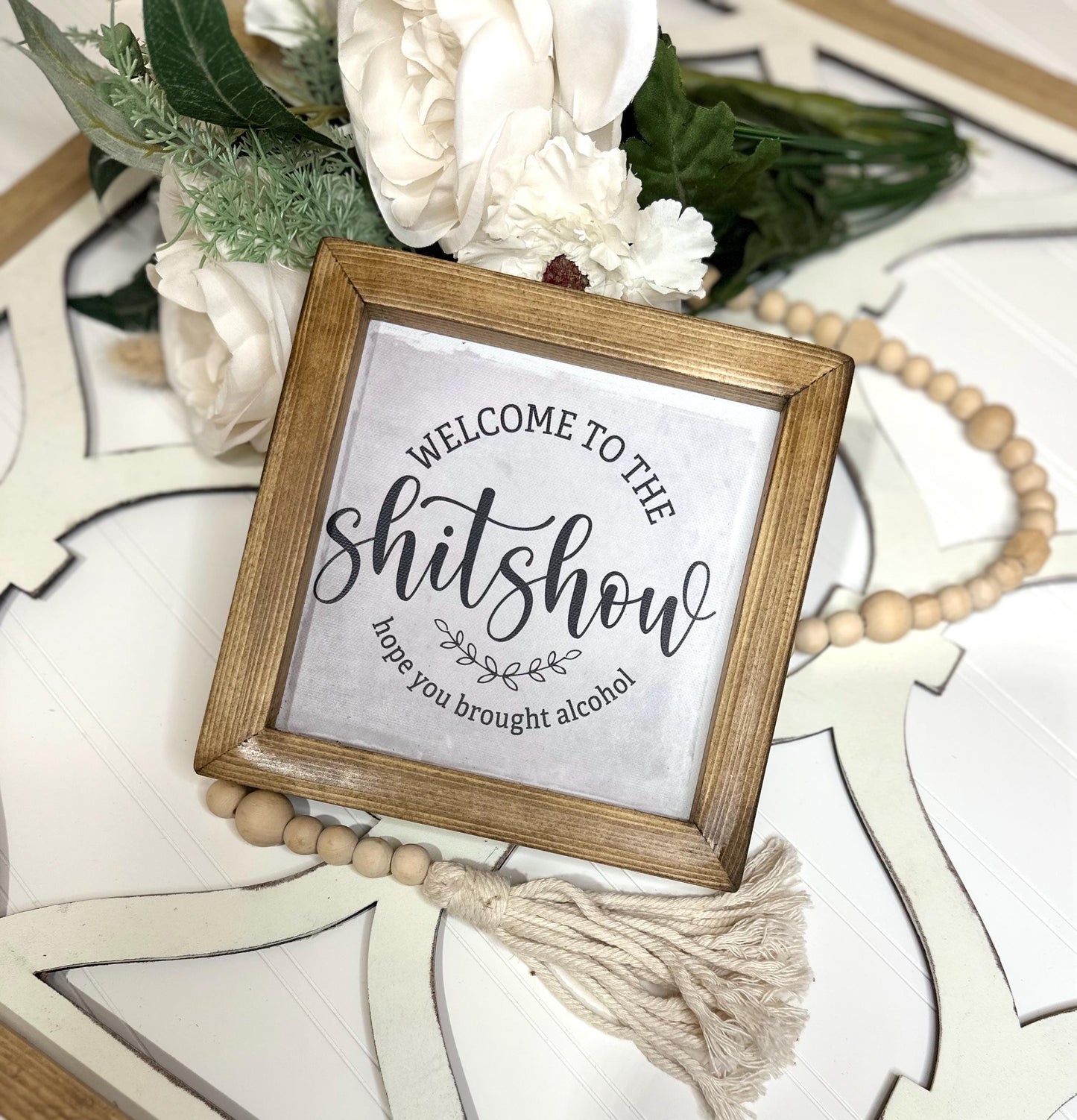 Welcome to the Shitshow Mini Canvas Sign, Funny Framed Home Decor, Humorous Housewarming Gift