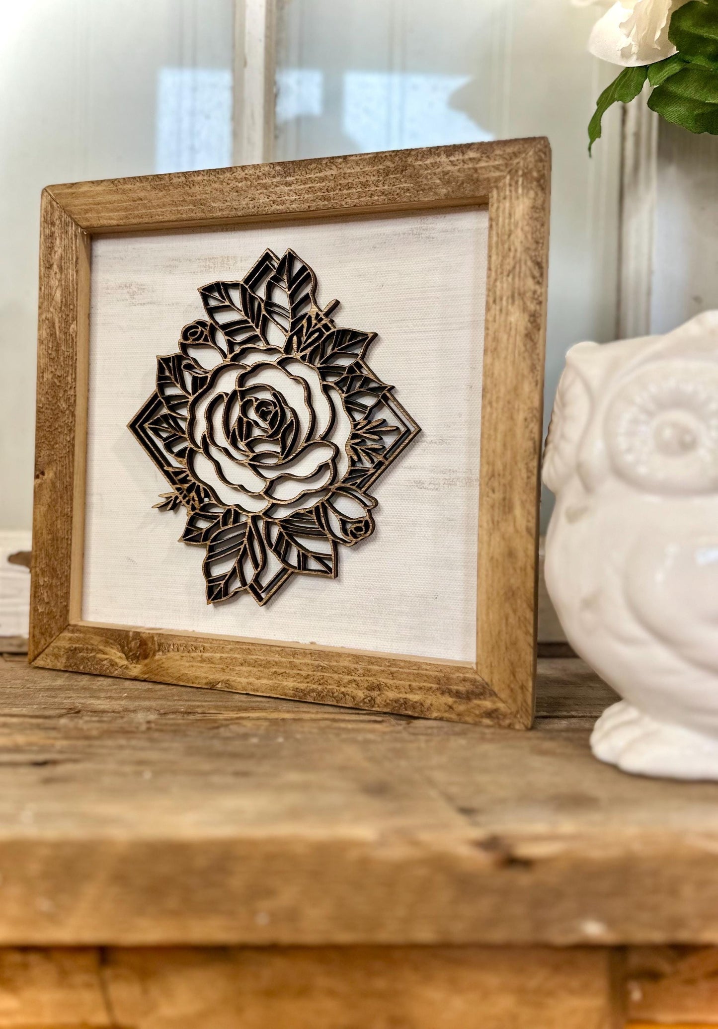 Floral Farmhouse 3D Wooden Sign - Boho Living Room Decor - Rustic Mantle Art