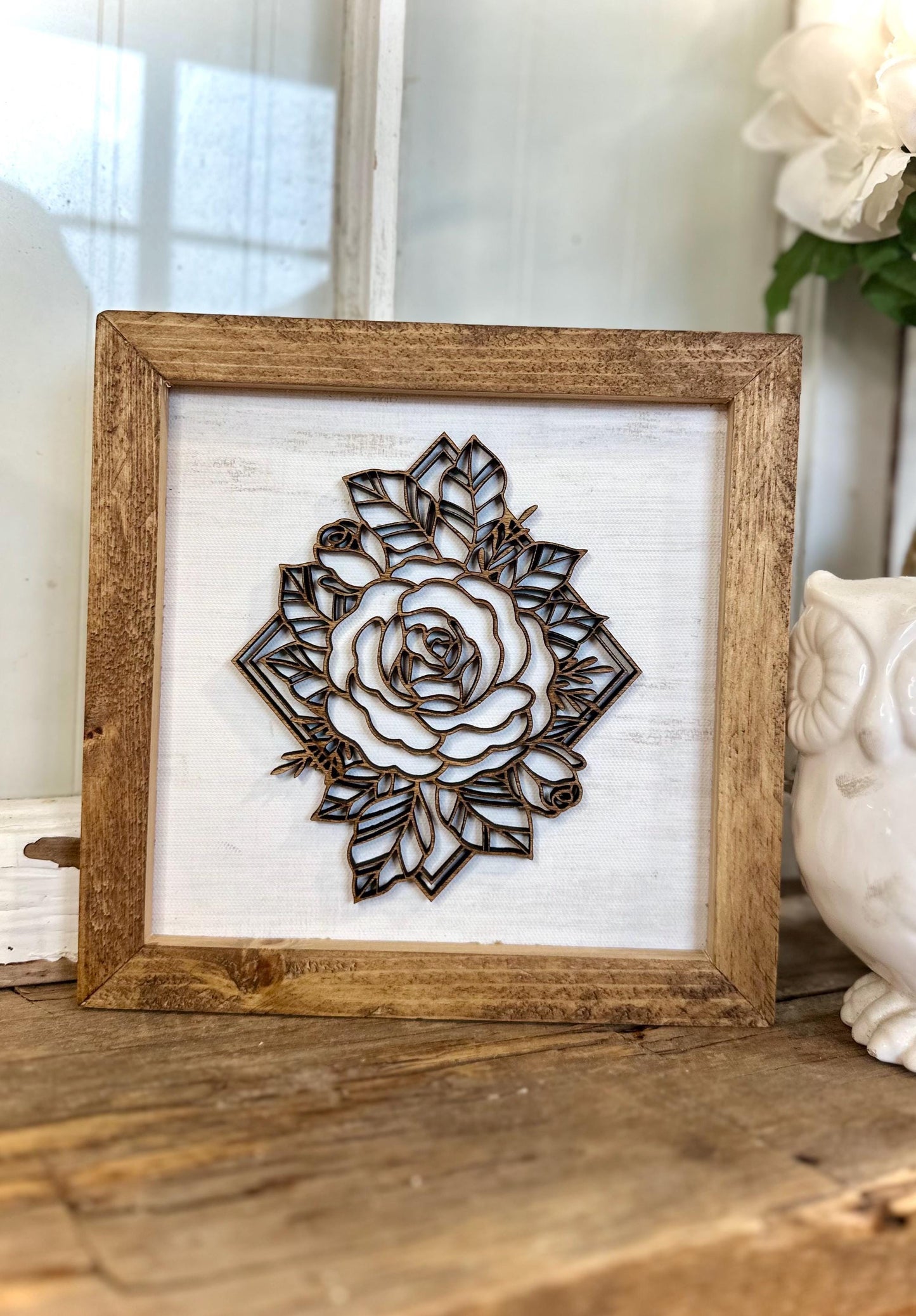 Floral Farmhouse 3D Wooden Sign - Boho Living Room Decor - Rustic Mantle Art