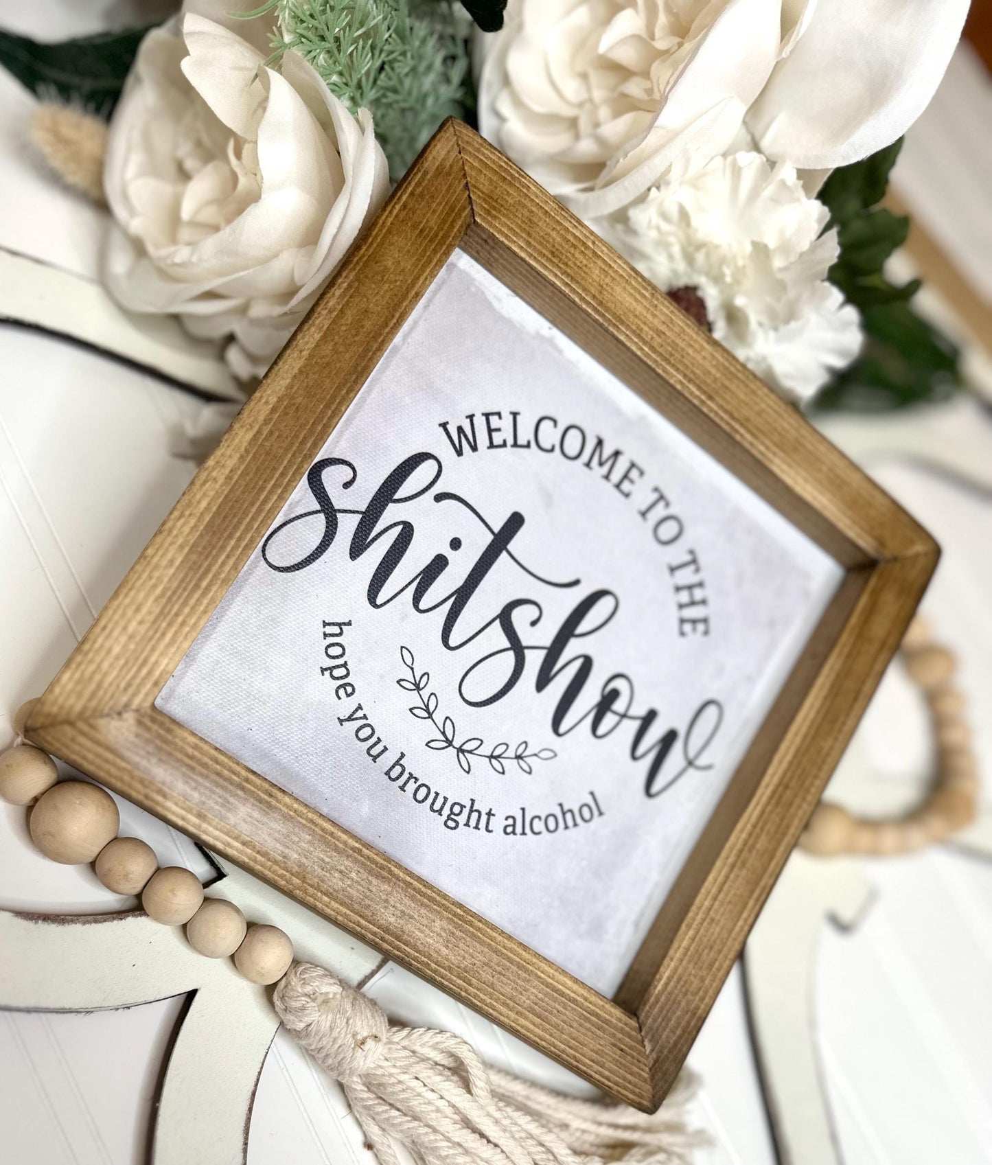 Welcome to the Shitshow Mini Canvas Sign, Funny Framed Home Decor, Humorous Housewarming Gift