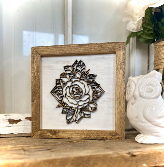 Floral Farmhouse 3D Wooden Sign - Boho Living Room Decor - Rustic Mantle Art