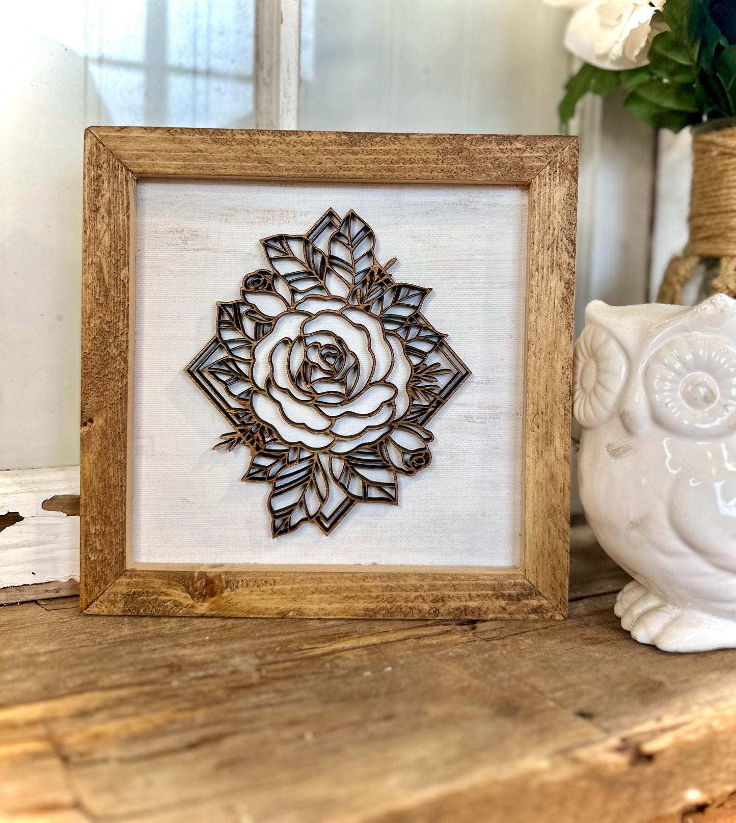 Floral Farmhouse 3D Wooden Sign - Boho Living Room Decor - Rustic Mantle Art