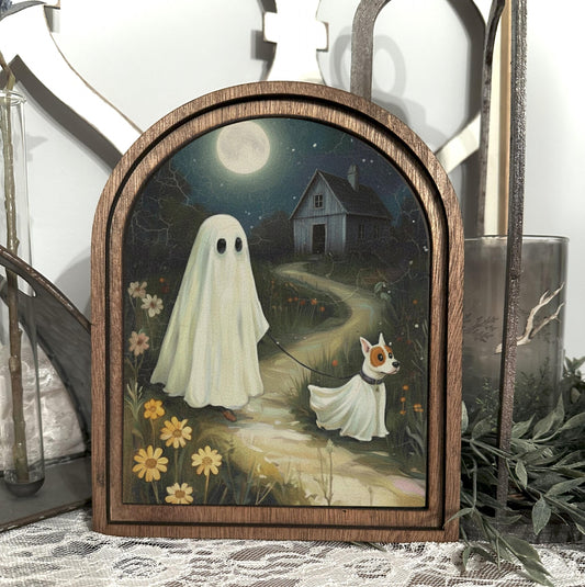 Halloween Arch Table Top Sign, Cute Ghost Farmhouse Decor, Rustic  Ghost Sign, Boho Halloween Autumn Accent