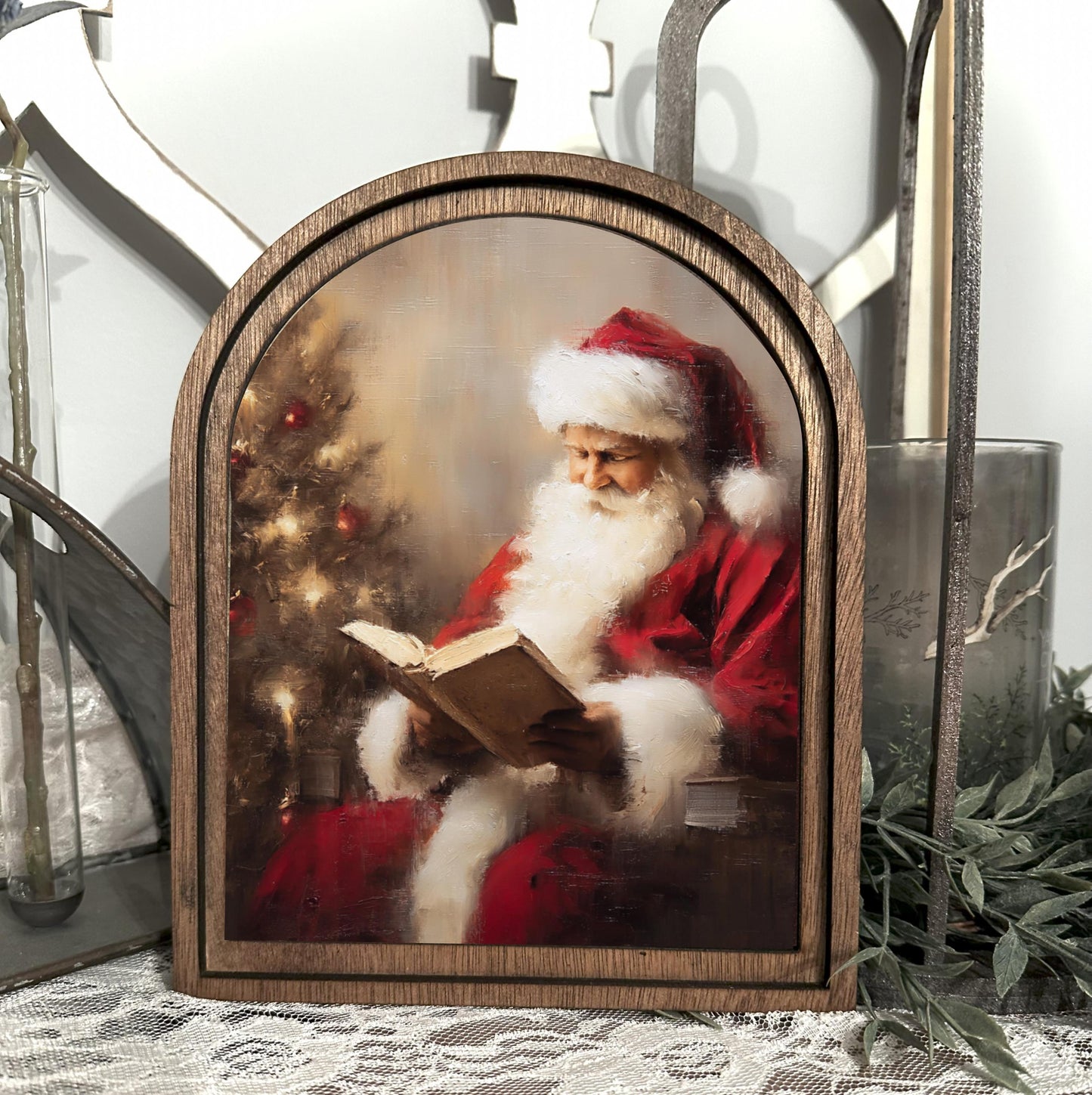 Mini Framed Santa Claus Canvas Art Print - Festive Christmas Home Gift, Holiday decoration