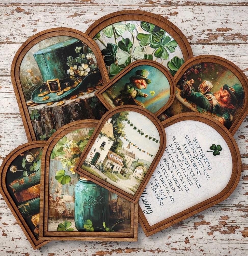 Saint Patrick’s Day Arched Sign – St. Patrick’s Day Farmhouse Decor, Celtic Shamrock Wall Art, Table top holiday Art