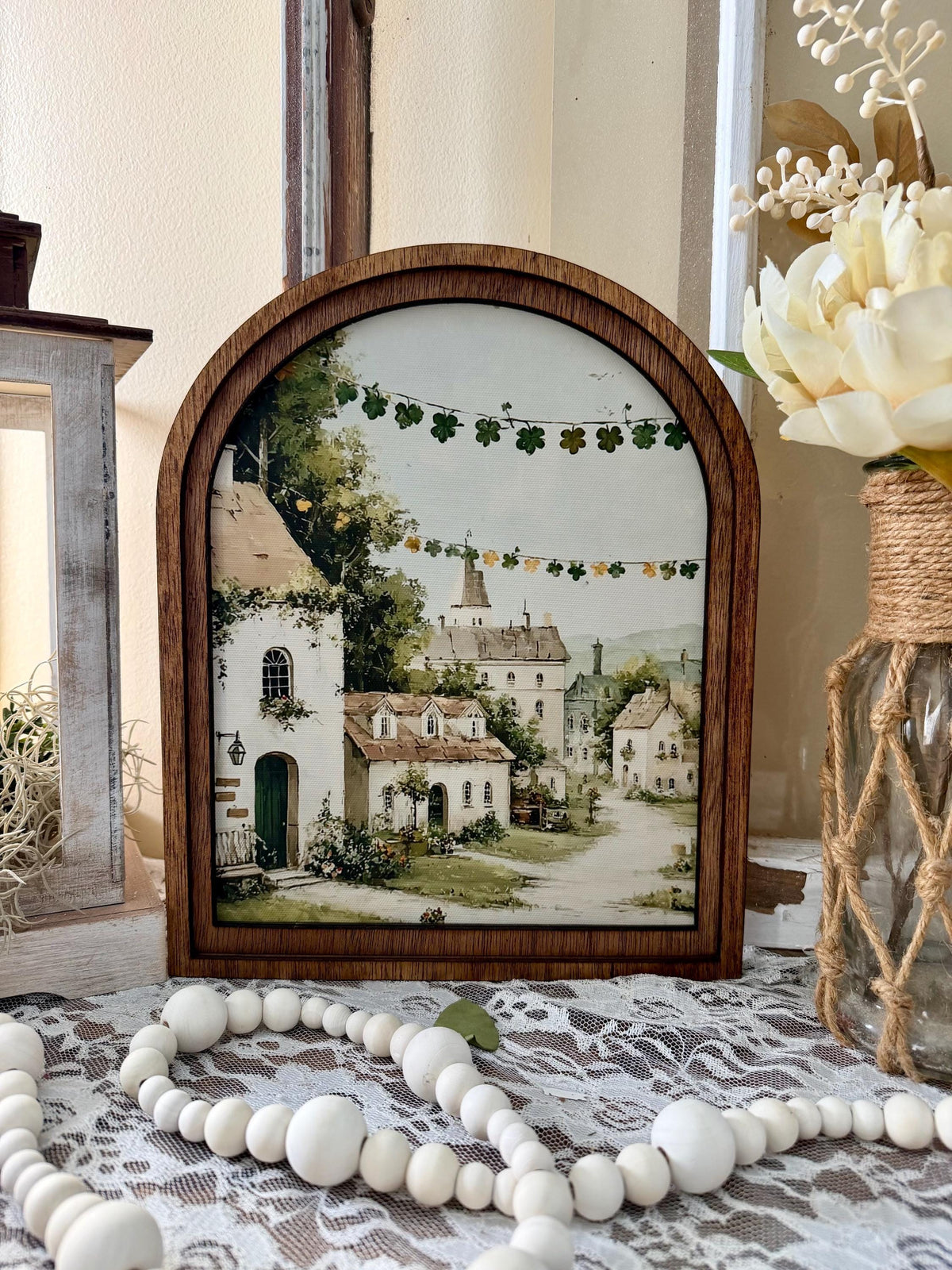 Saint Patrick’s Day Arched Sign – St. Patrick’s Day Farmhouse Decor, Celtic Shamrock Wall Art, Table top holiday Art