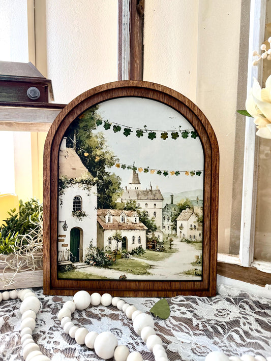 Saint Patrick’s Day Arched Sign – St. Patrick’s Day Farmhouse Decor, Celtic Shamrock Wall Art, Table top holiday Art